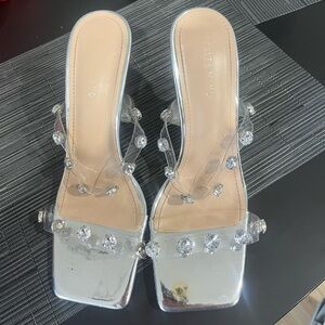 Clear and Silver Embellished Heels